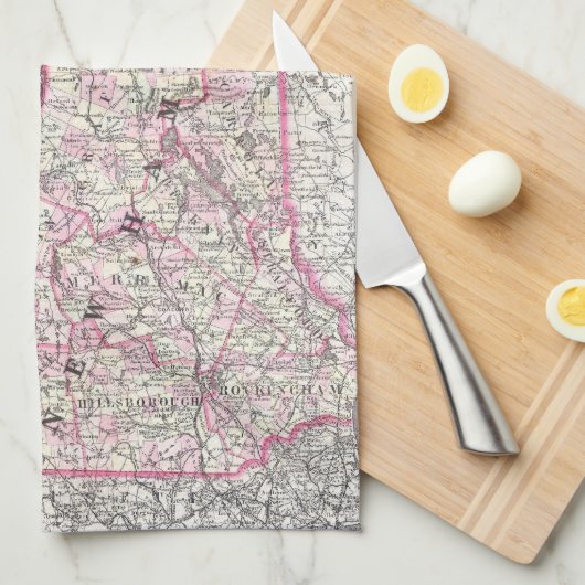 ニューハンプシャーおよびヴァーモント(1861年)のヴィンテージの地図 キッチンタオル (四つ折り)