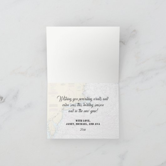 ニューハンプシャーからお届けする nautical なホリデーグリーティング シーズンカード (内部)