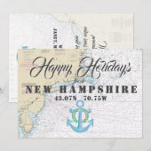 ニューハンプシャーからお届けする nautical なホリデーグリーティング シーズンカード (正面/裏面)
