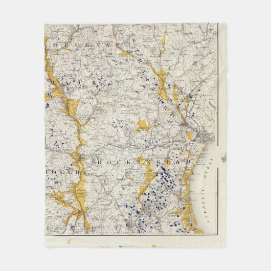 ニューハンプシャーの地勢および氷地図 フリースブランケット (正面)