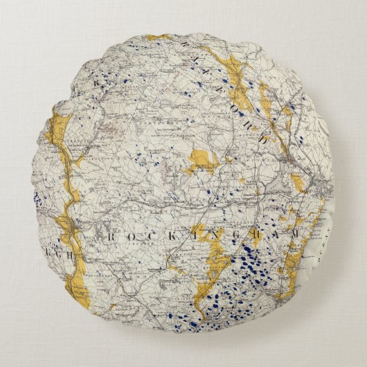 ニューハンプシャーの地勢および氷地図 ラウンドクッション (正面)