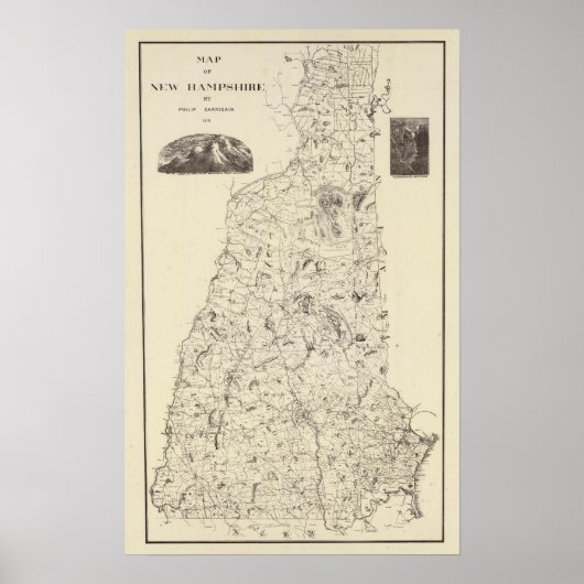 ニューハンプシャーの地図1816 ポスター (正面)