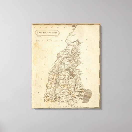 ニューハンプシャーの地図by Arrowsmith キャンバスプリント (正面)