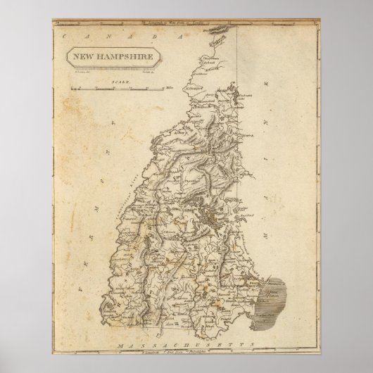 ニューハンプシャーの地図by Arrowsmith ポスター (正面)