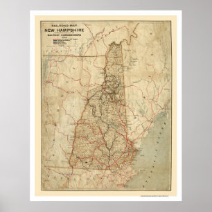 ニューハンプシャーの鉄道地図1894年 ポスター