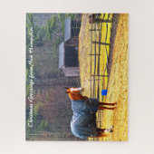 ニューハンプシャーの馬。クリスマスグリーティング ジグソーパズル (縦)