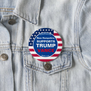 ニューハンプシャーはトランプ・ヴァンスをサポート 缶バッジ
