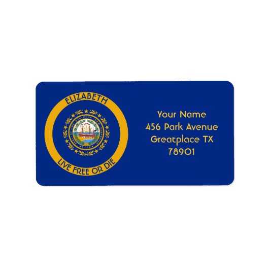 ニューハンプシャーザグラナイト州パーソナライズされた国旗 ラベル (正面)