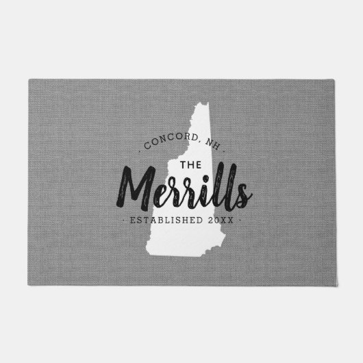 ニューハンプシャーファミリーモノグラム州ドルマット ドアマット (正面)