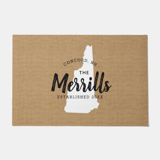 ニューハンプシャーファミリーモノグラム州ドルマット ドアマット (正面)