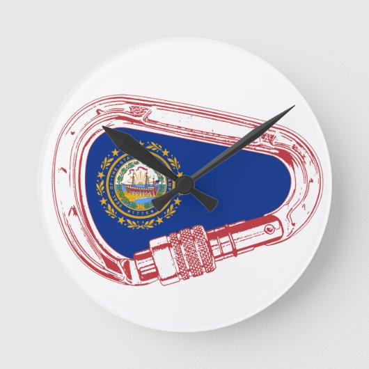 ニューハンプシャーフラッグ登山カラビナー ラウンド壁時計 (正面)