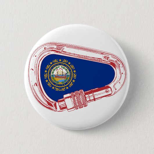 ニューハンプシャーフラッグ登山カラビナー 缶バッジ (正面)