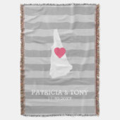 ニューハンプシャーマップホーム州ラブカスタムハート スローブランケット (正面縦)