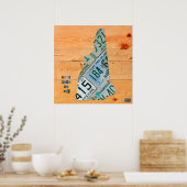 ニューハンプシャーライセンスプレートマップ ポスター (キッチン)