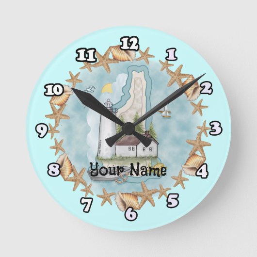 ニューハンプシャーライトハウス時計 ラウンド壁時計 (正面)