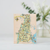 ニューハンプシャーヴィンテージおもしろいの地図 ポストカード (スタンド正面)