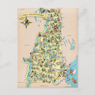 ニューハンプシャーヴィンテージおもしろいの地図 ポストカード