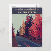 ニューハンプシャーヴィンテージトラベル山脈 ポストカード (正面/裏面)