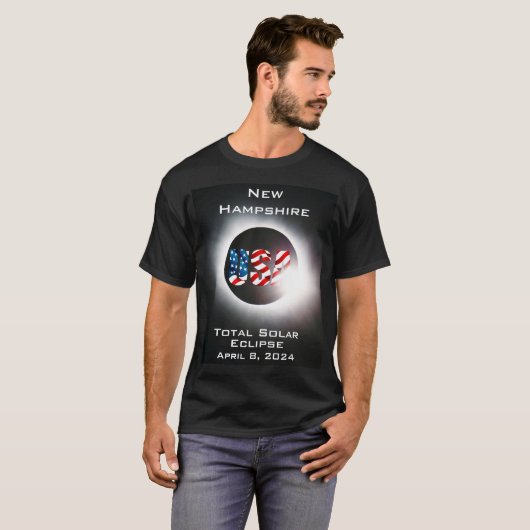 ニューハンプシャー太陽のアメリカ皆既日食2024年4月8日 Tシャツ (正面フル)