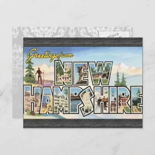 ニューハンプシャー州からの挨拶ヴィンテージ ポストカード (正面/裏面)