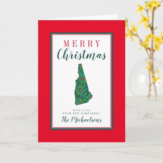 ニューハンプシャー州のメリークリスマス カード (黄色い花)