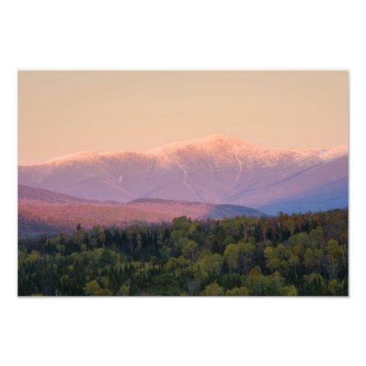 ニューハンプシャー州の夕暮れとワシントン山 フォトプリント (正面)