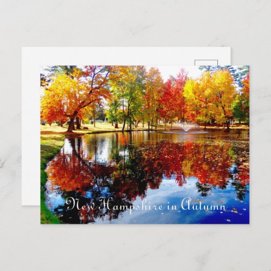 ニューハンプシャー州の秋の池のはがき ポストカード (正面/裏面)