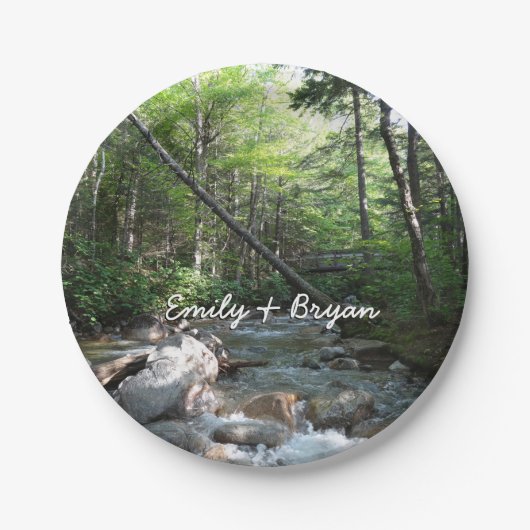 ニューハンプシャー州のPemigewasset River Bridge ペーパープレート (正面)