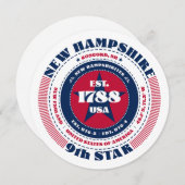 ニューハンプシャー州サーキュラータイポグラフィフラットカード (正面/裏面)