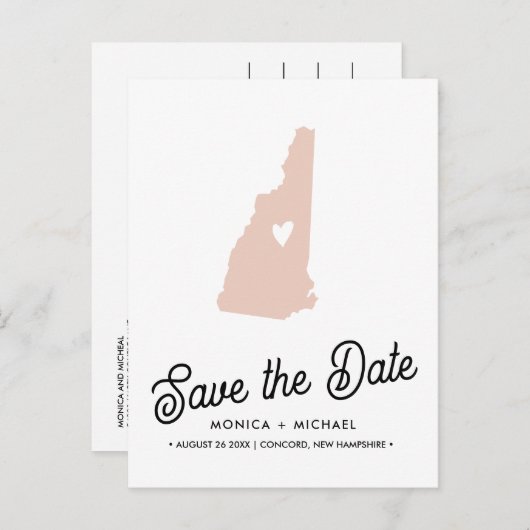 ニューハンプシャー州デスティネーションウェディング任意の色 案内ポストカード (正面/裏面)