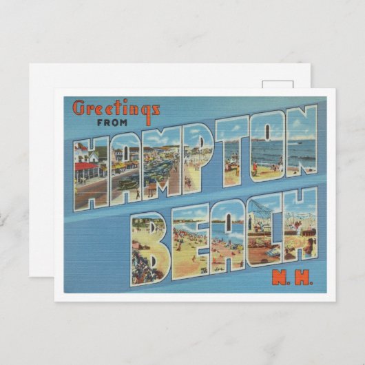 ニューハンプシャー州ハンプトンビーチからの挨拶 ポストカード (正面/裏面)