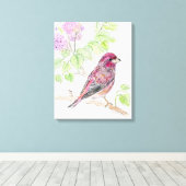 ニューハンプシャー州バード&フラワー キャンバスプリント (インサイチュ (ウッドフロア))