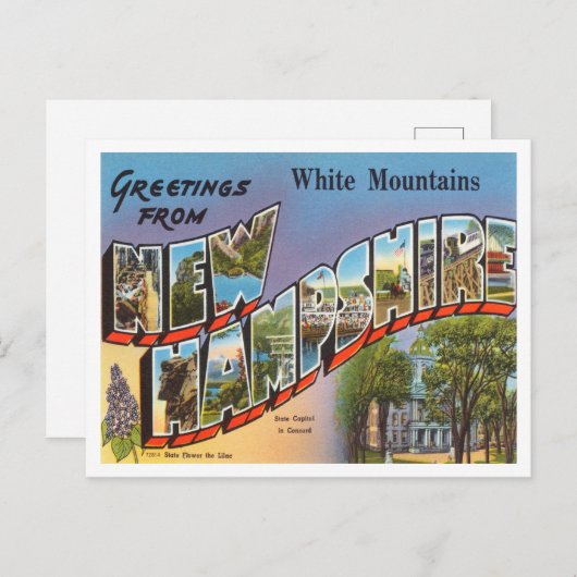 ニューハンプシャー州ホワイトマウンテンズからの挨拶 ポストカード (正面/裏面)