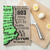 ニューハンプシャー州マップ キッチンタオル (四つ折り)