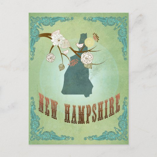 ニューハンプシャー州マップ – 緑 ポストカード (正面)