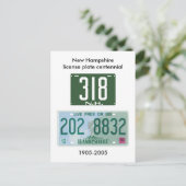 ニューハンプシャー州免許証100周年記念 ポストカード (スタンド正面)