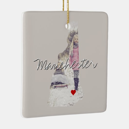 ニューハンプシャー州写真のインサートと町の名前 セラミックオーナメント (右)