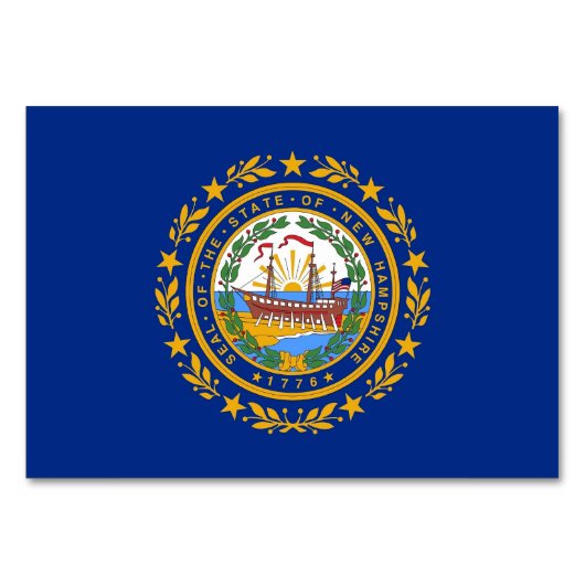 ニューハンプシャー州旗を持つ愛国的なテーブルカード テーブルナンバー (正面)