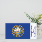 ニューハンプシャー州旗、アメリカからのハッピーホリデー シーズンカード (スタンド正面)