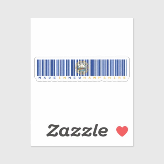 ニューハンプシャー州製バーコードフラッグステッカー – 州 シール (シート)