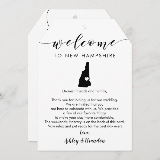 ニューハンプシャー結婚州のウェルカムラベルの旅程 (正面/裏面)