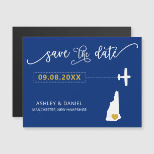 ニューハンプシャー結婚式の保存日付カード、マップ マグネット招待状