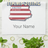 ニューハンプシャー統一された州レトロ州マップ キッチンタオル (折り畳み)