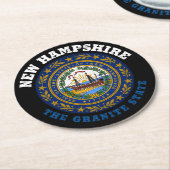 ニューハンプシャー花崗岩の州旗 ラウンドペーパーコースター (アングル)