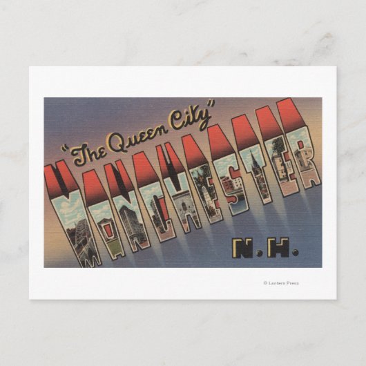 ニューハンプシャー，マンチェスター – ラージレターシーン ポストカード (正面)