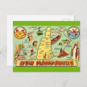 ニューハンプシャー ヴィンテージマップ ポストカード (正面/裏面)