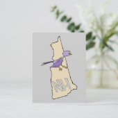 ニューハンプシャーNHマップおもしろいウィズパープルフィンチ ポストカード (スタンド正面)