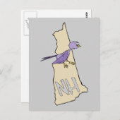 ニューハンプシャーNHマップおもしろいウィズパープルフィンチ ポストカード (正面/裏面)