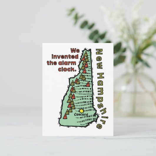 ニューハンプシャーNHモットー~私たちはアラームを発明した ポストカード (スタンド正面)