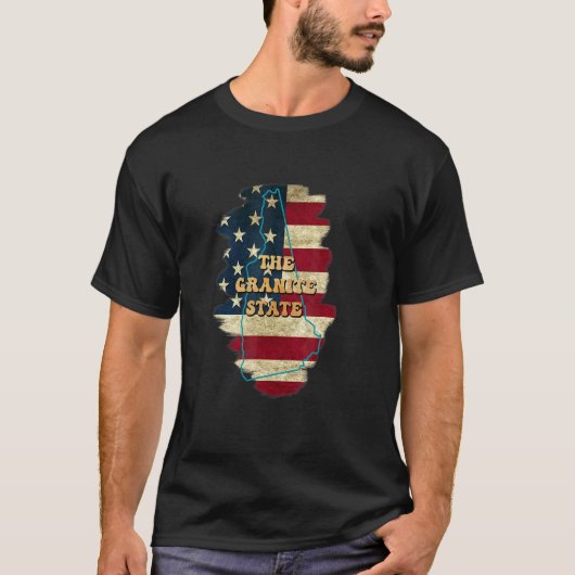 ニューハンプシャーNh米国国旗のモットー Tシャツ (正面)